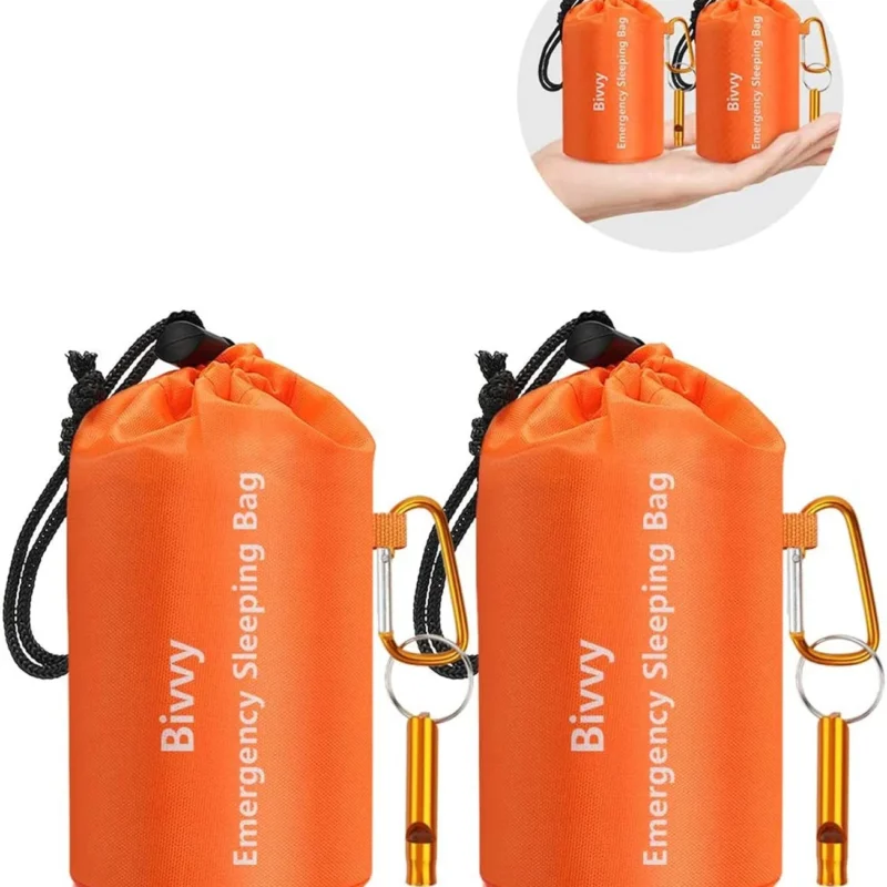 Emergency Sleeping Bags Thermal-Emergency-Blankets Ultralight Space Blankets Survival Waterproof Bivy Sack Multi-Purpose Survival Gear for Hiking, Camping, First Aid Kits, Outdoor Survival Gear